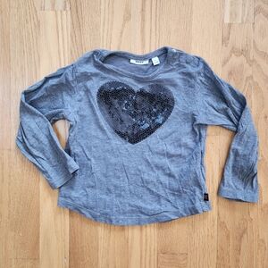 MEXX Grey Long Sleeve Kids Shirt with Heart Sequin Design